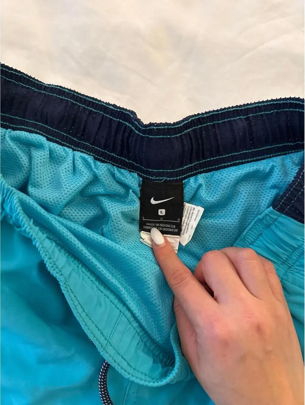 Nike Contend Volley Blue Green Mesh Lined Swim Short Large Men's
